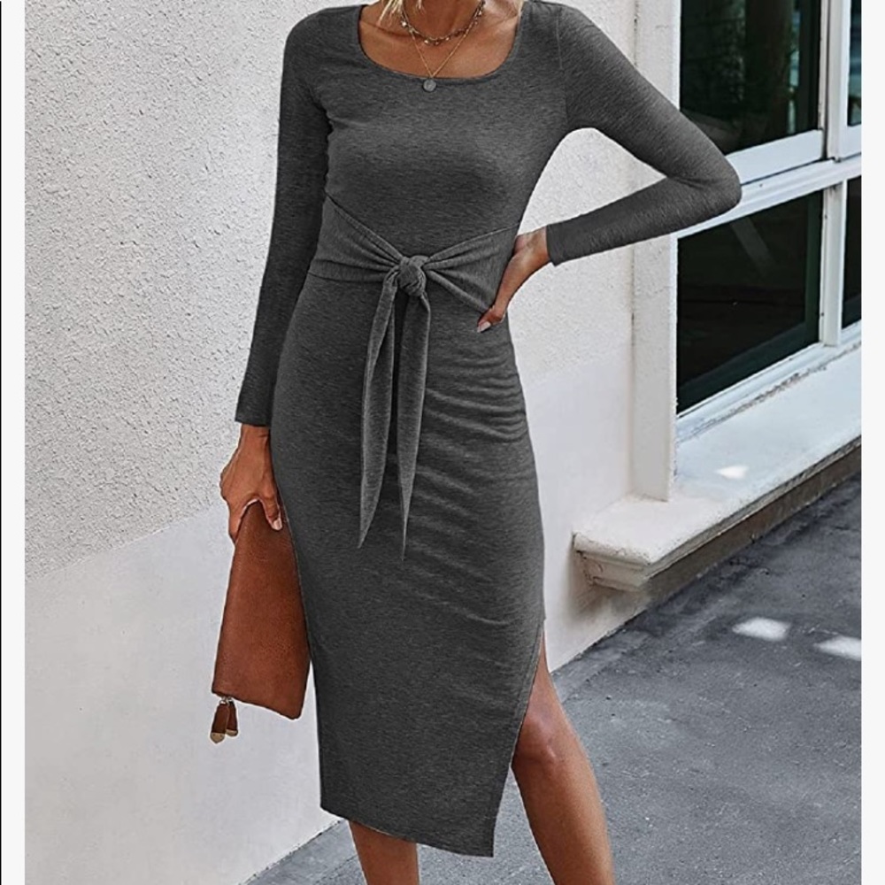 Fitted long sleeve midi dress